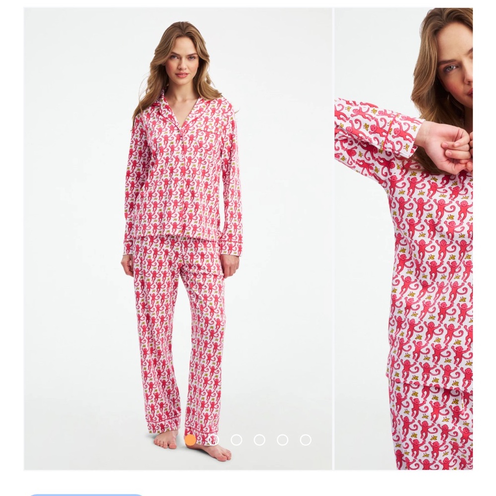 Roller Rabbit Pink Monkey Pajama Set Size M